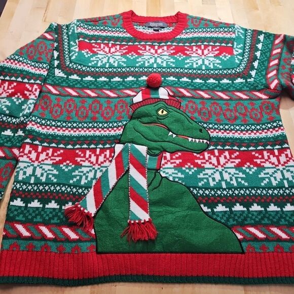 Dinosaur T-Rex Ugly Christmas Sweater 33 Degrees Men's Size XXL - Picture 1 of 16